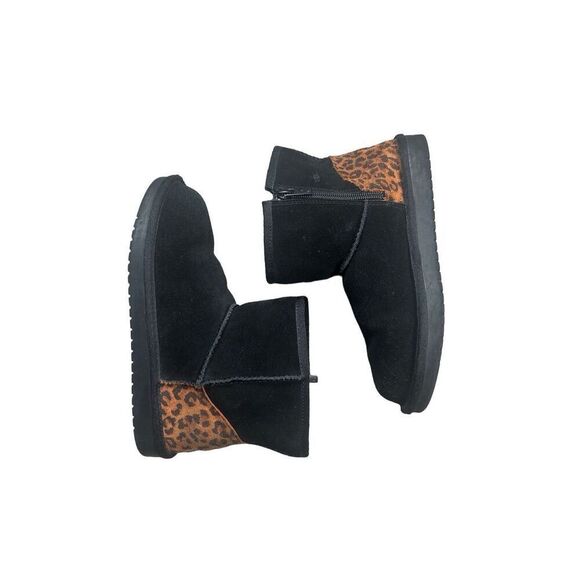 Koolaburra By UGG Koola Mini II Boots Black/Cheetah Print Zip Up Women's 4 Cozy - Picture 2 of 11